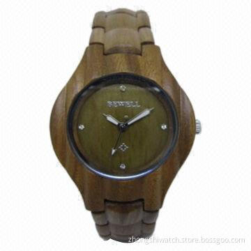 BEWELL's Green/Red Sandalwood Uno Oval Wooden Watch, Handmade, Christmas Gift, Unique, Unisex